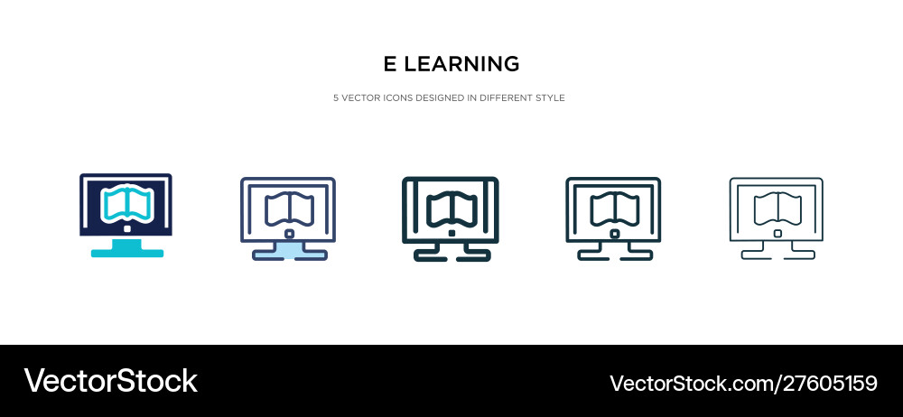 E learning icon in different style two colored Vector Image