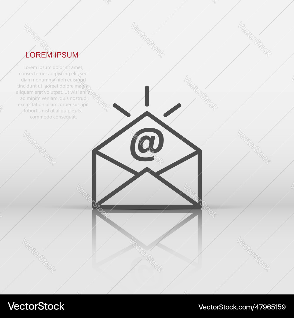 Email message icon in flat style mail document vector image