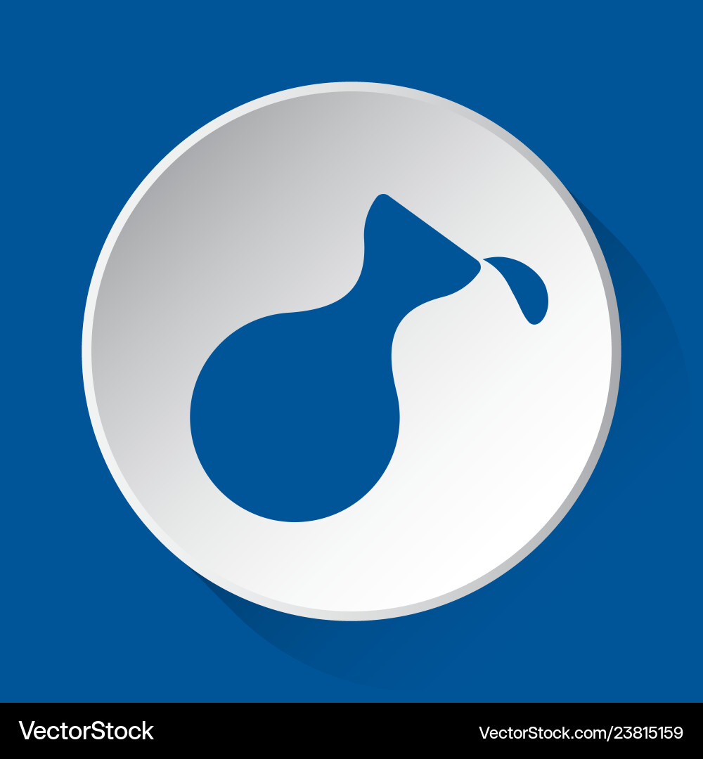Flask with a drop - blue icon on white button Flask with a drop - blue icon on white button vector image