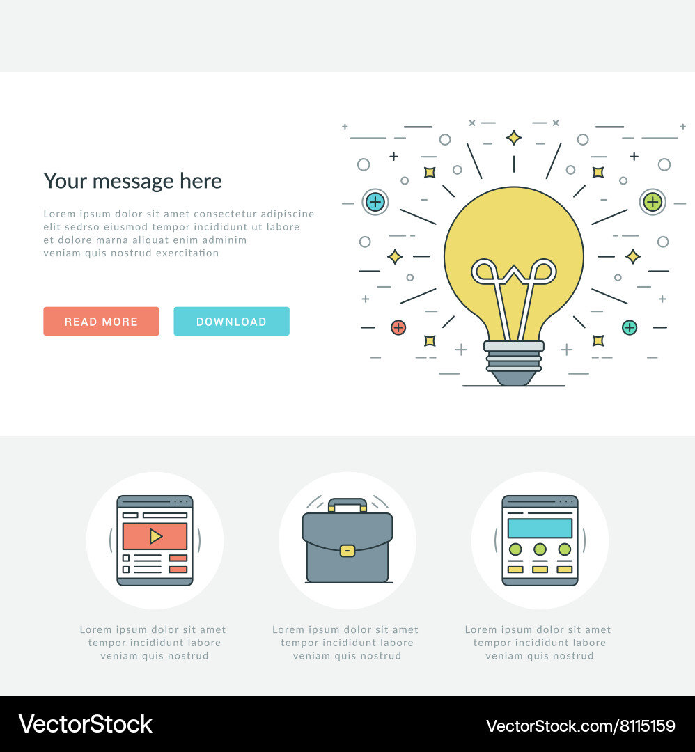 Flat line business concept web site header vector image