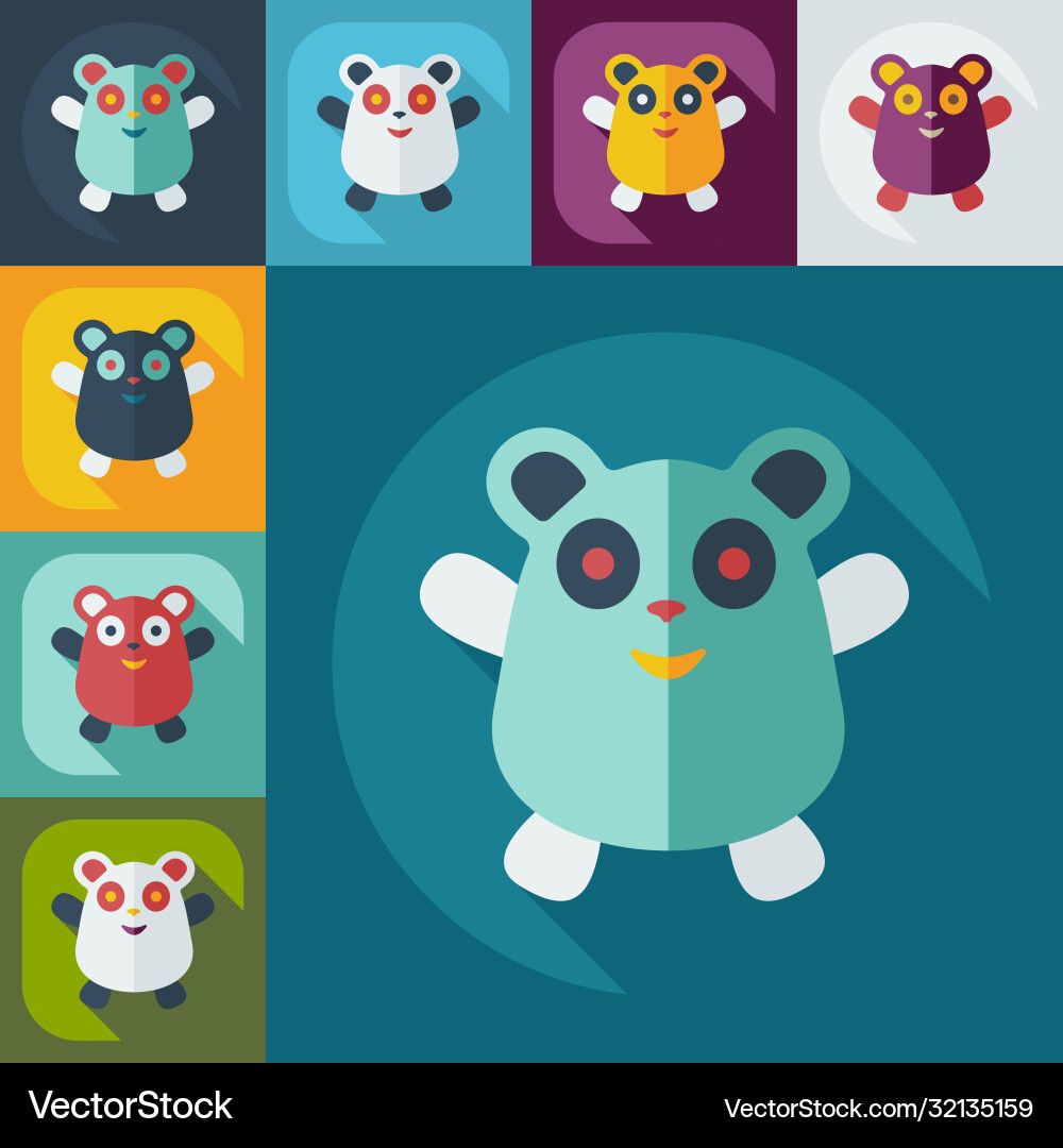 Flat modern design with shadow icons pandas Vector Image