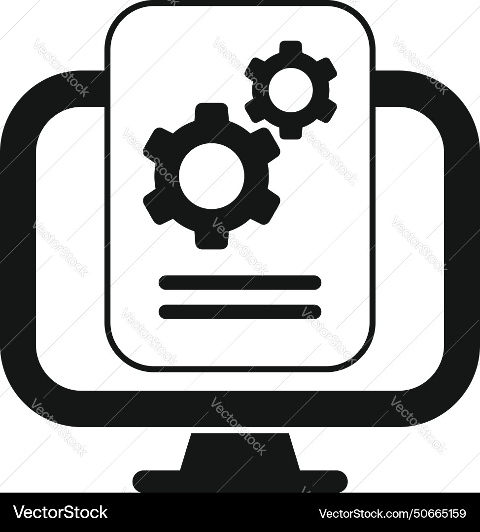 Gear tech monitor overview icon simple sim Gear tech monitor overview icon simple sim vector image