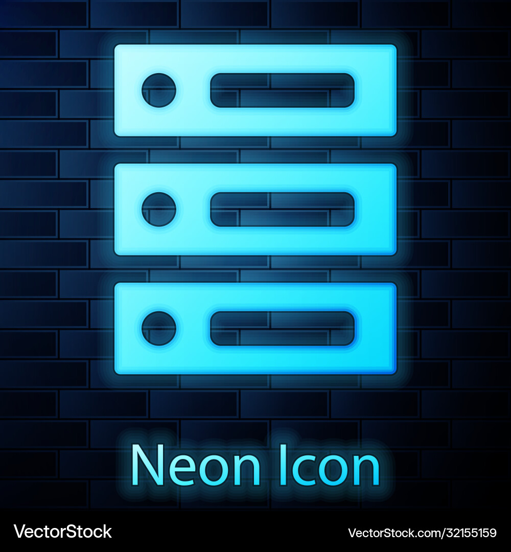 Glowing neon server data web hosting icon Glowing neon server data web hosting icon vector image