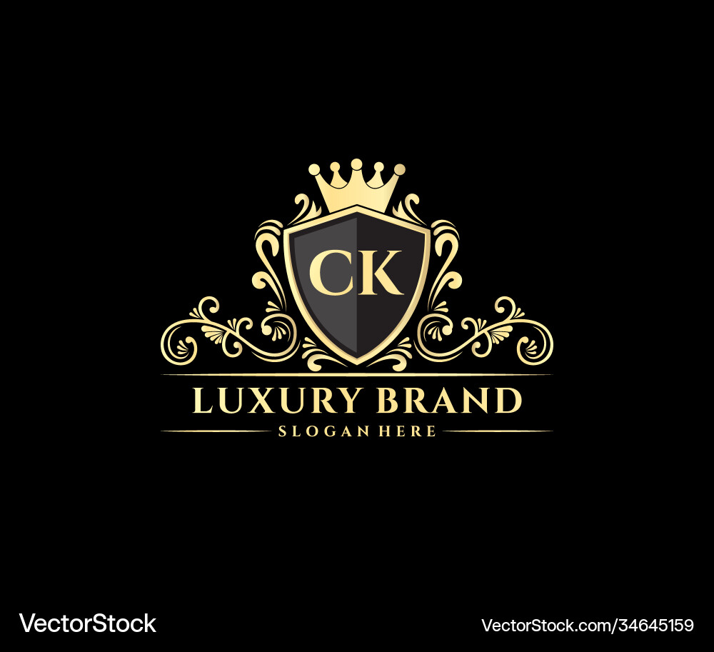 Gold Calligraphic Initial Letter Monogram Vector Image