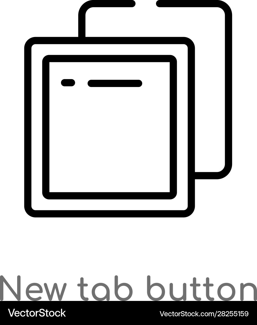 Outline new tab button icon isolated black simple Vector Image