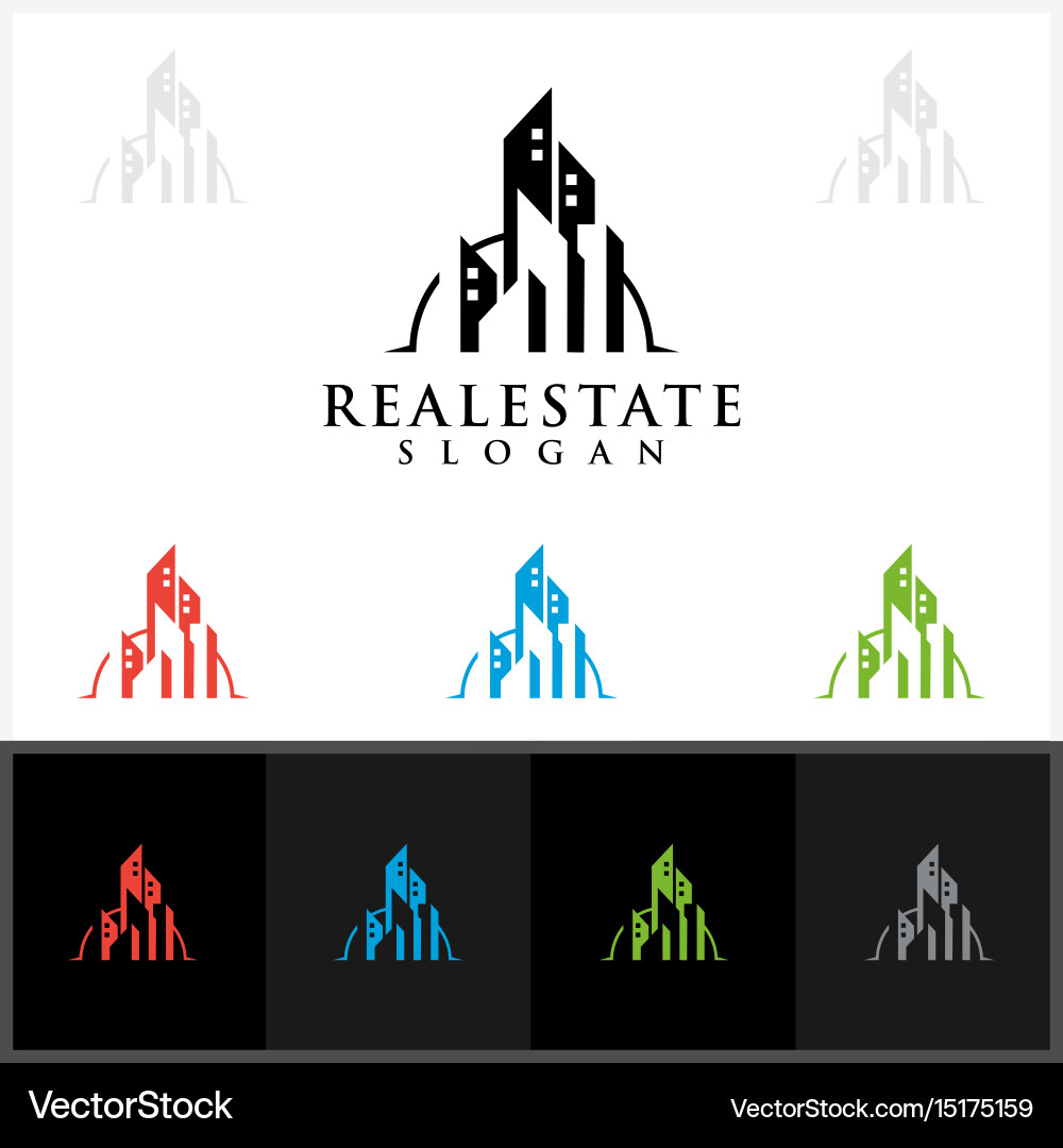 Real estate logo design with home building Vector Image