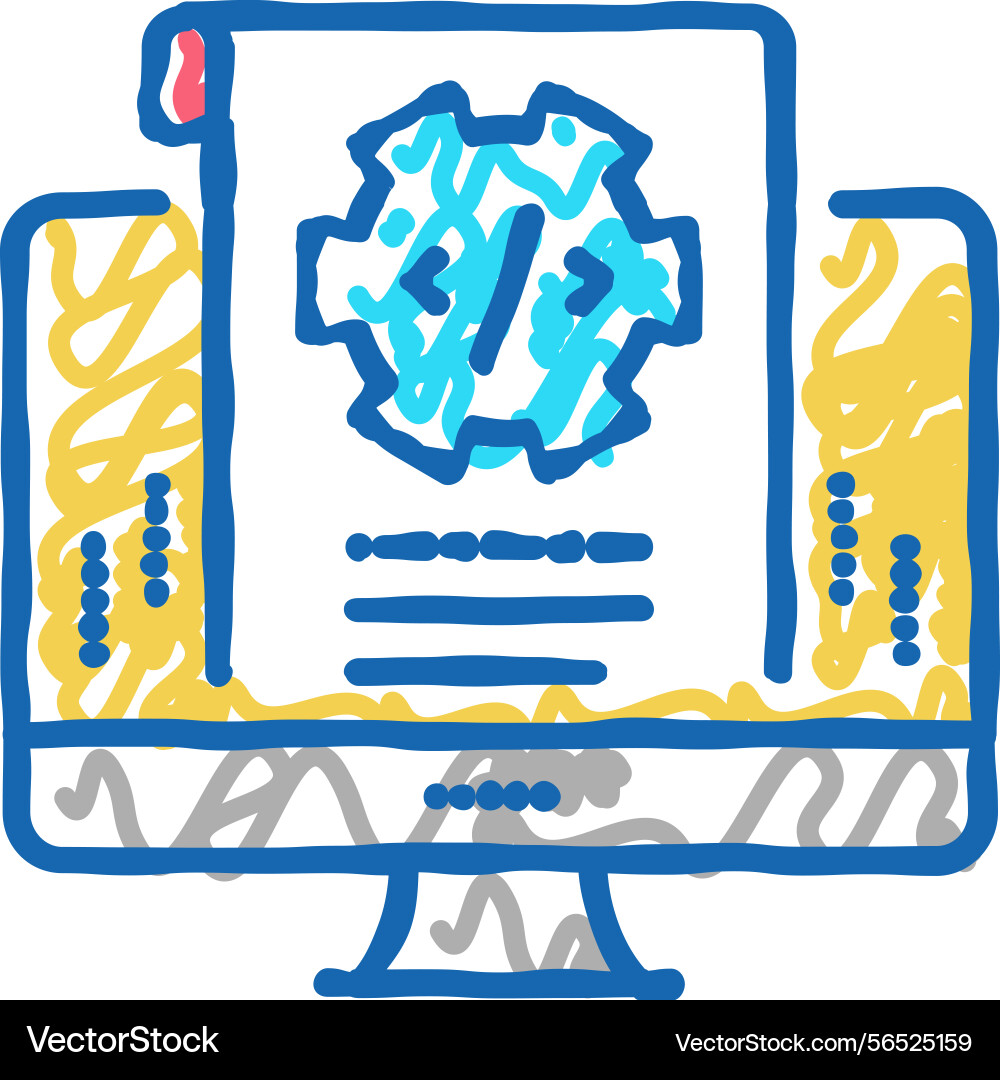 Script code icon doodle Script code icon doodle vector image