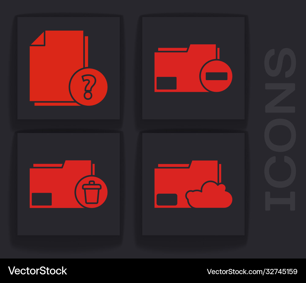 Set cloud storage text document folder unknown Set cloud storage text document folder unknown Vector Image