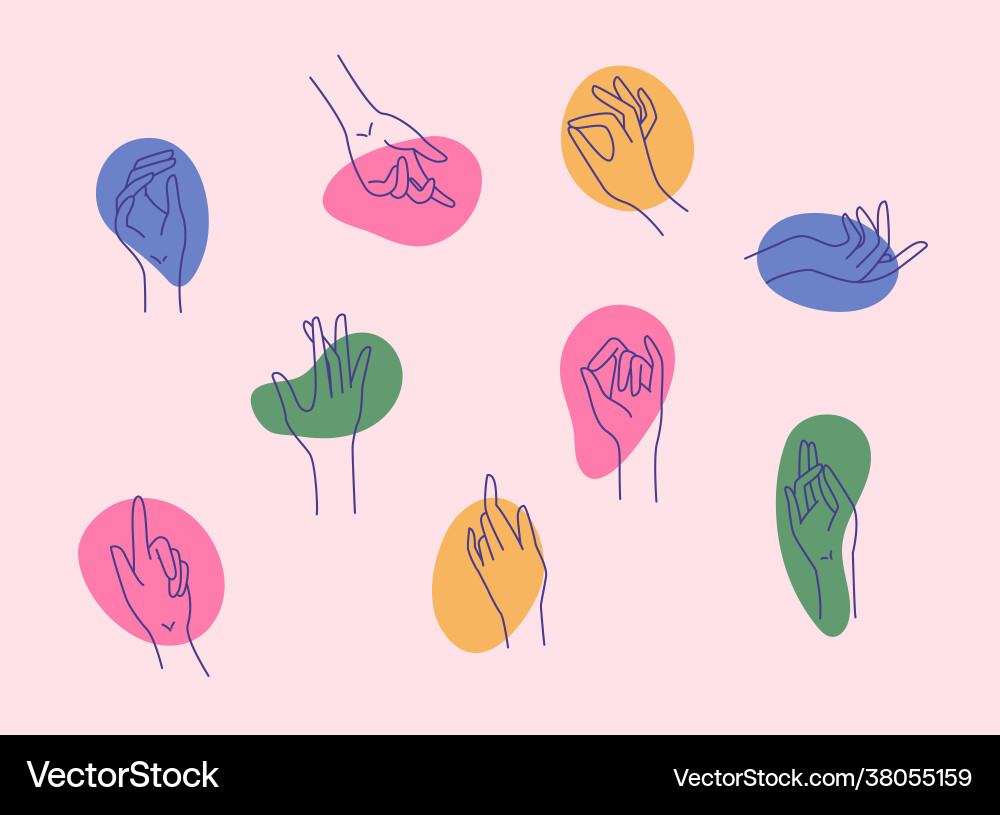 Set hands showing different gestures vector image