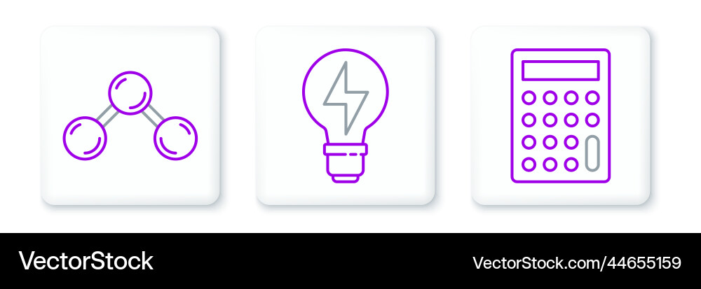Set line calculator molecule and light bulb Vector Image