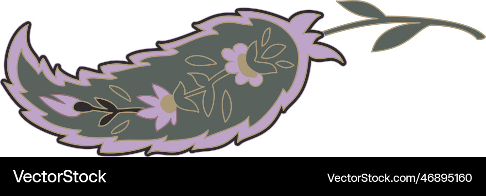 Blooming paisley decor flower and foliage plant Blooming paisley decor flower and foliage plant vector image