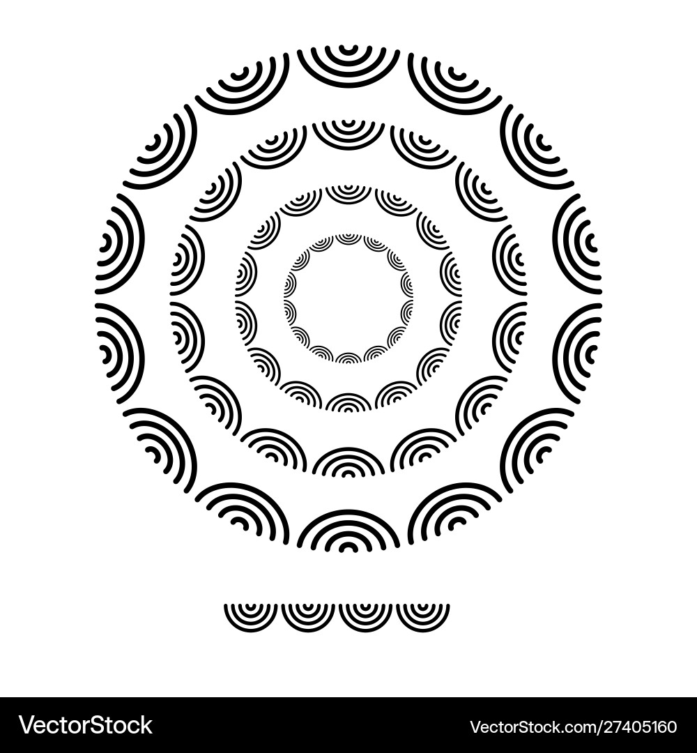 Brushs patterns in a circle line black shape vector image