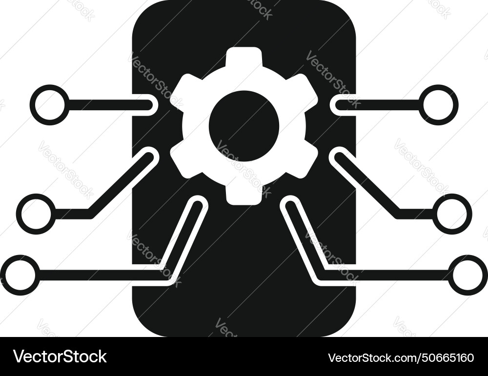 Cog overview icon simple memory dual Vector Image