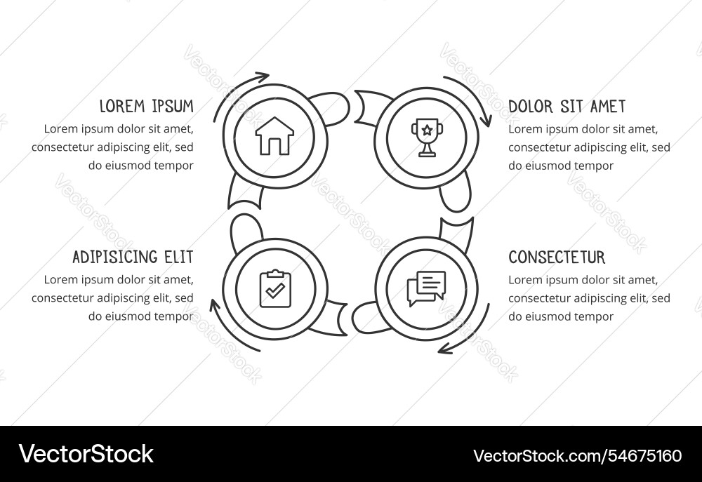 Hand drawn circular chart with 4 elements Hand drawn circular chart with 4 elements vector image