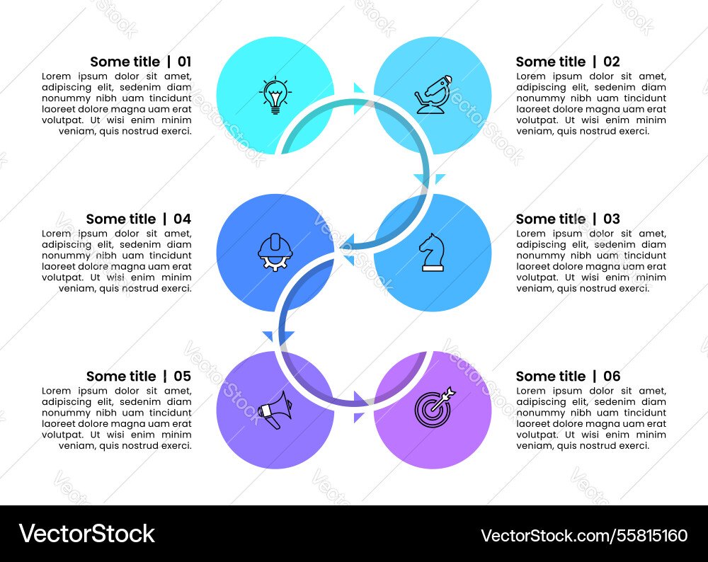 Infographic template zigzag line with 6 circles Infographic template zigzag line with 6 circles vector image