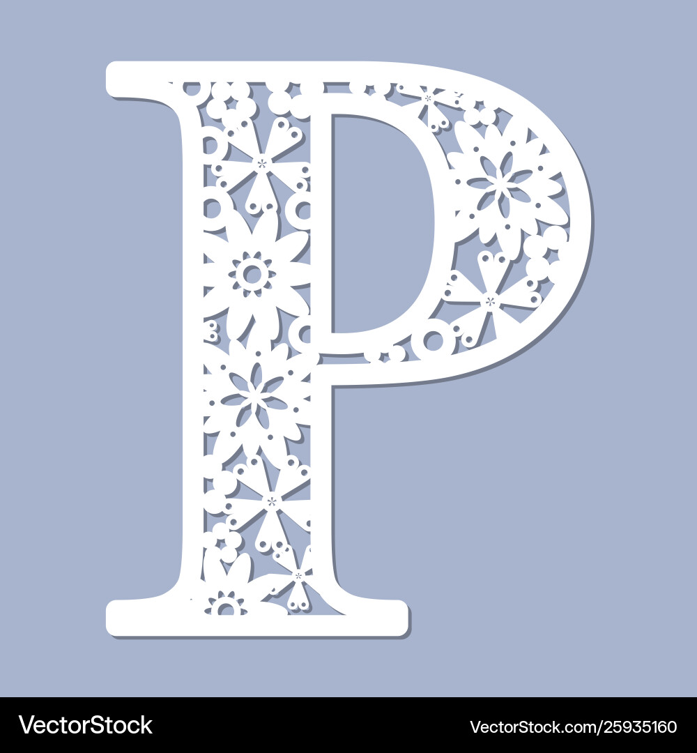 Laser cutting pattern letter p Royalty Free Vector Image