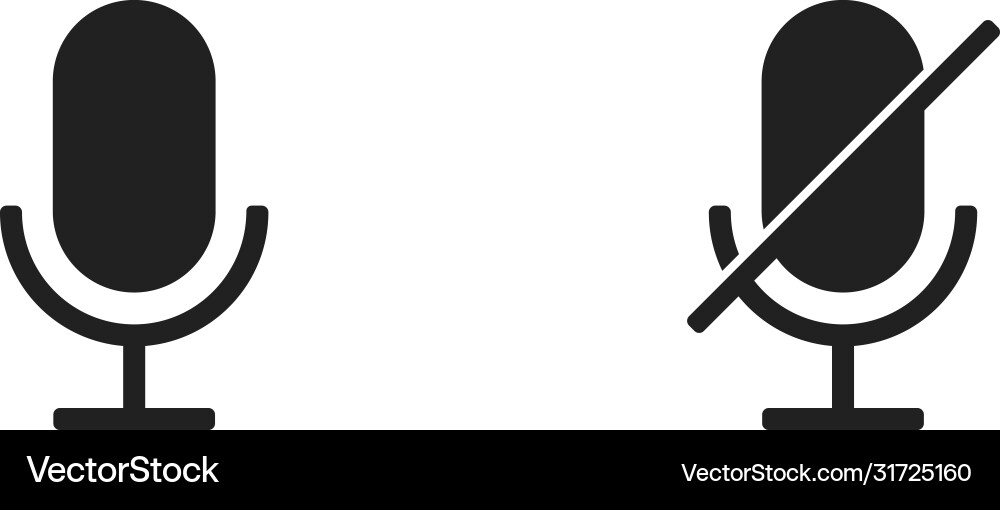 Microphone button on and off icon in flat for app Vector Image