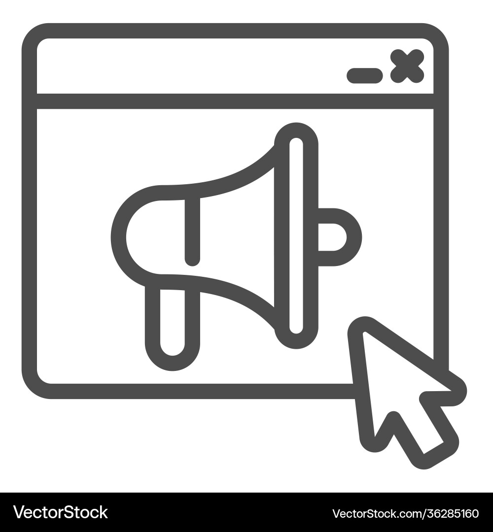 Program window and loudspeaker line icon web Program window and loudspeaker line icon web vector image