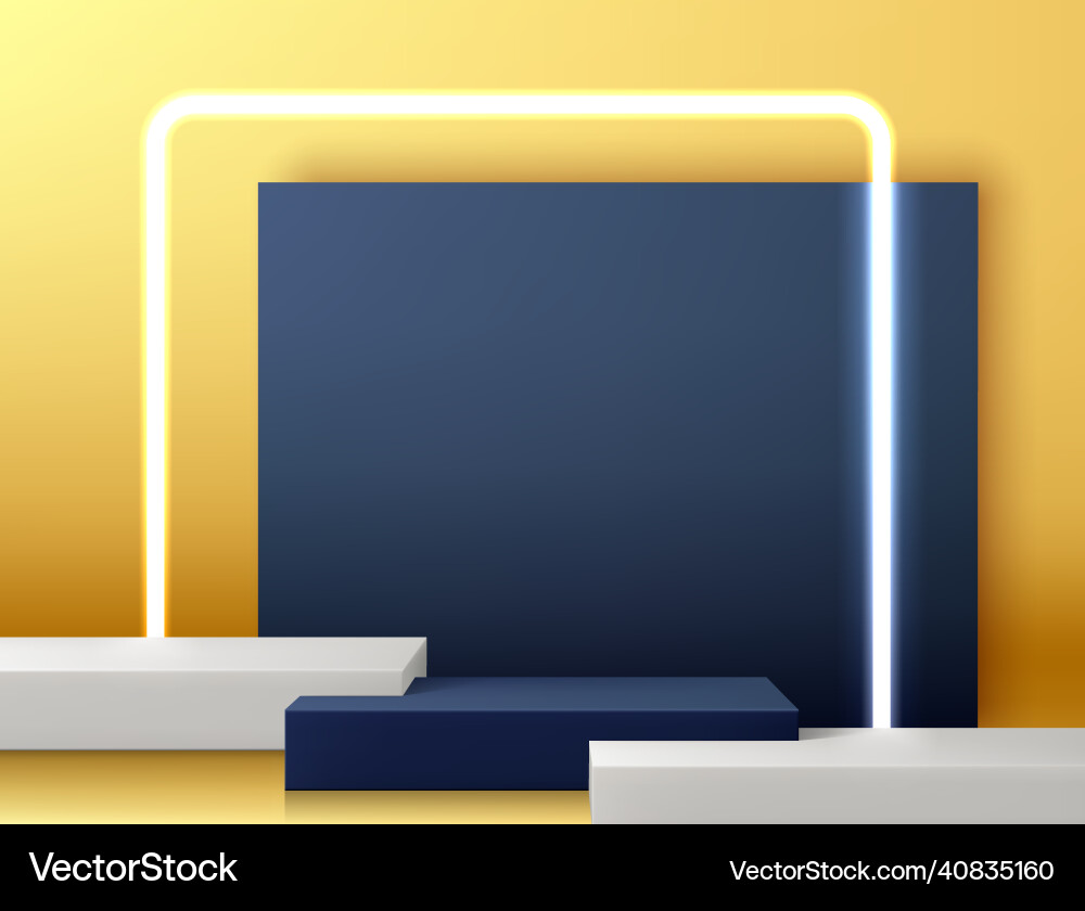 Realistic product platform backdrop with 3d empty Realistic product platform backdrop with 3d empty vector image