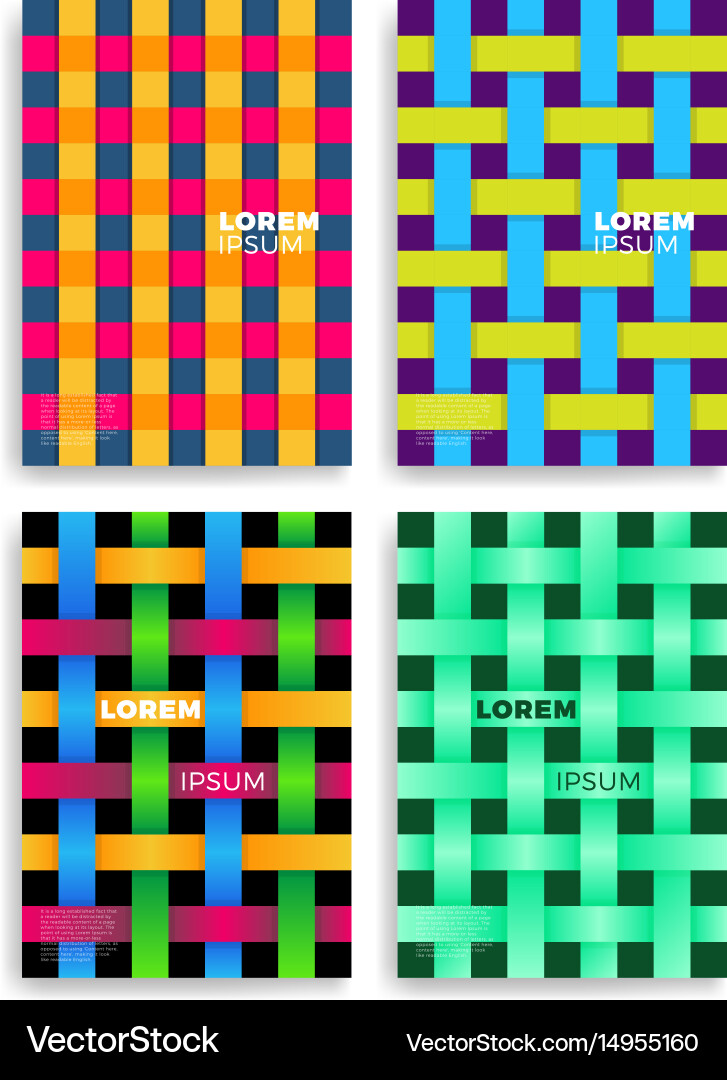 Set of abstract cards with layers overlap vector image