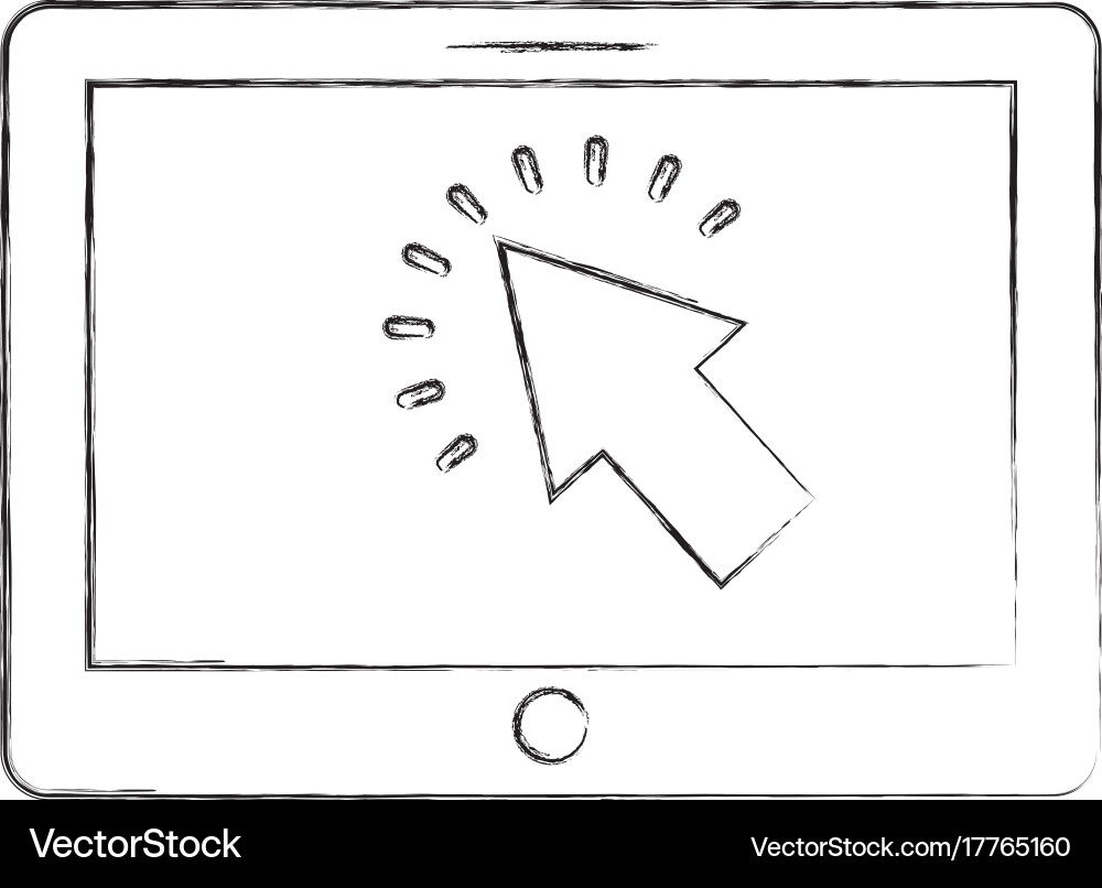 Tablet with cursor button digital technology Vector Image