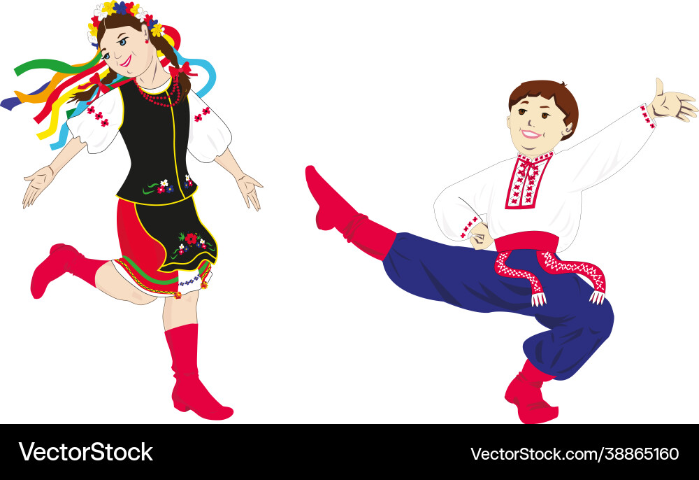 Ukrainische Volkstänzer Kinder in Kostümen Ukrainische Volkstänzer Kinder in Kostümen vektorbild