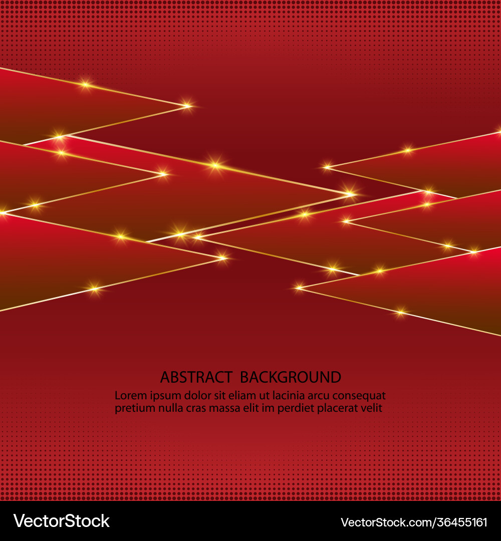 Abstract background with red triangles and gold Vector Image