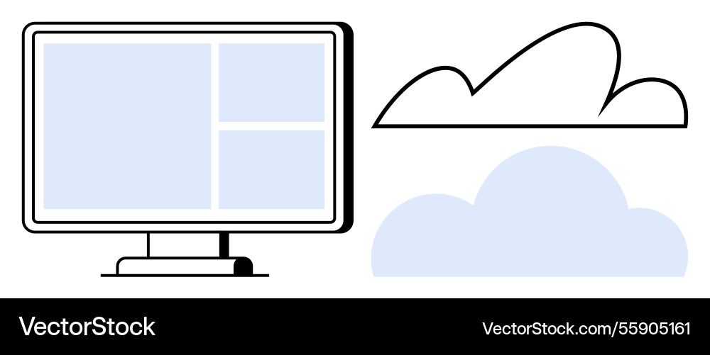 Cloud computing concept with minimalistic monitor Cloud computing concept with minimalistic monitor Vector Image