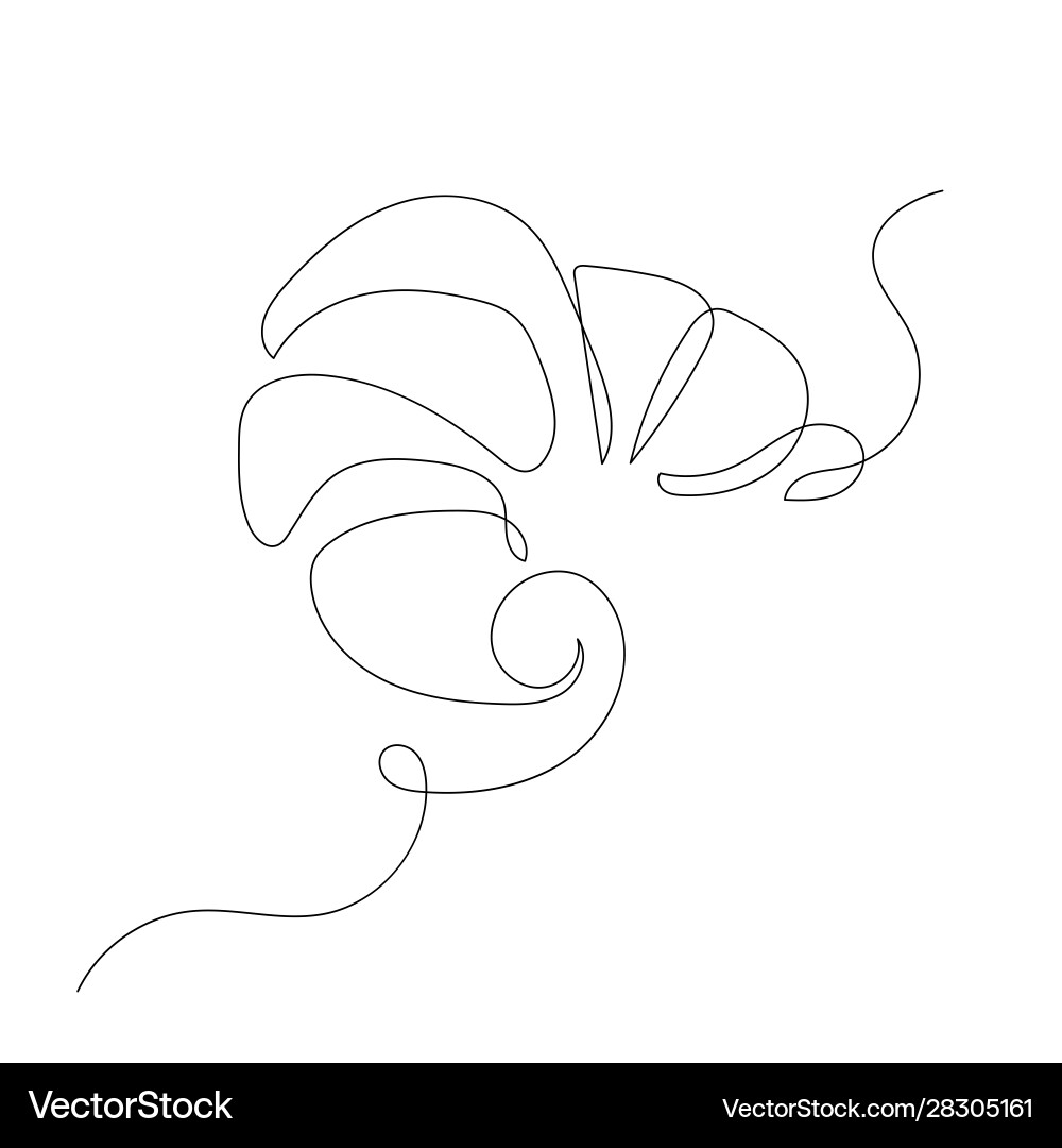 Continuous one line drawing croissant Vector Image