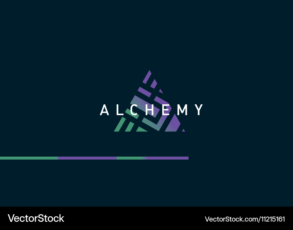 Development of a linear gradient logo on alchemy vector image