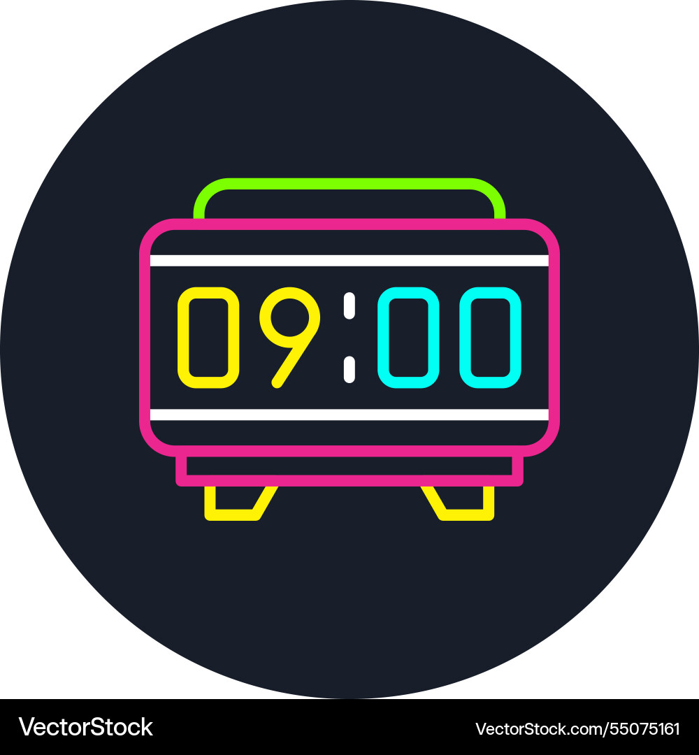 Digital clock line multi color icon Vector Image