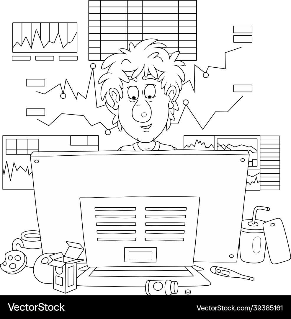 Funny programmer behind a monitor Vector Image