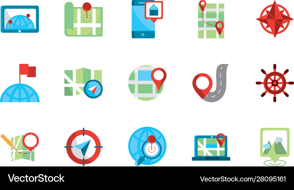 Gps map and navigation icons collection Gps map and navigation icons collection vector image