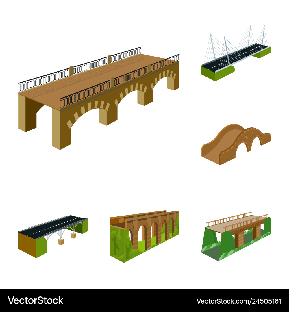 Isolated object of bridgework and architecture Vector Image