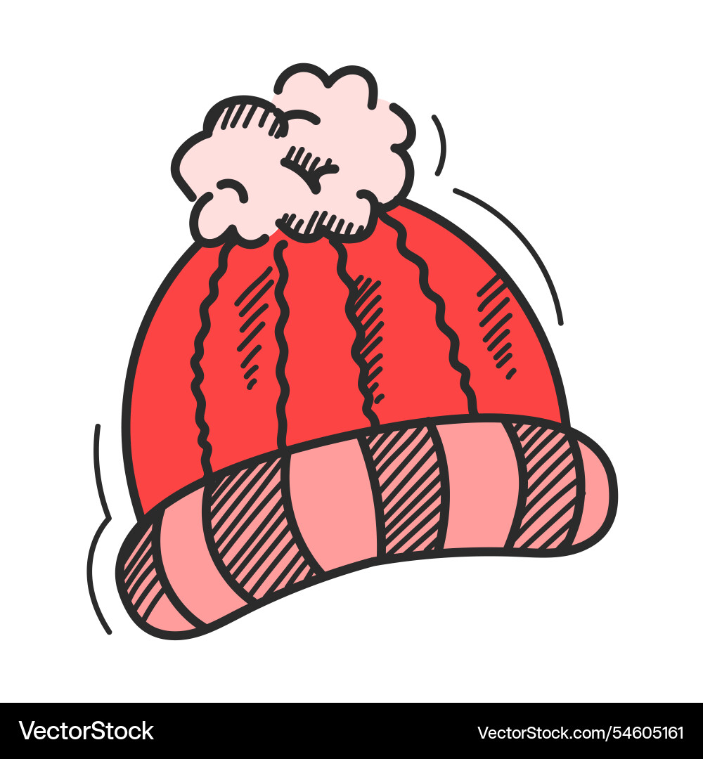 Knit hat doodle icon isolated Knit hat doodle icon isolated vector image