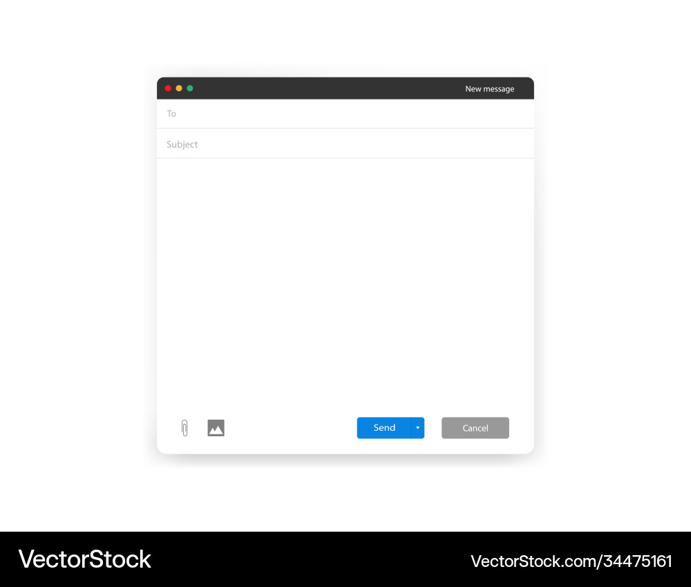 Mail window template mockup with blank message Vector Image