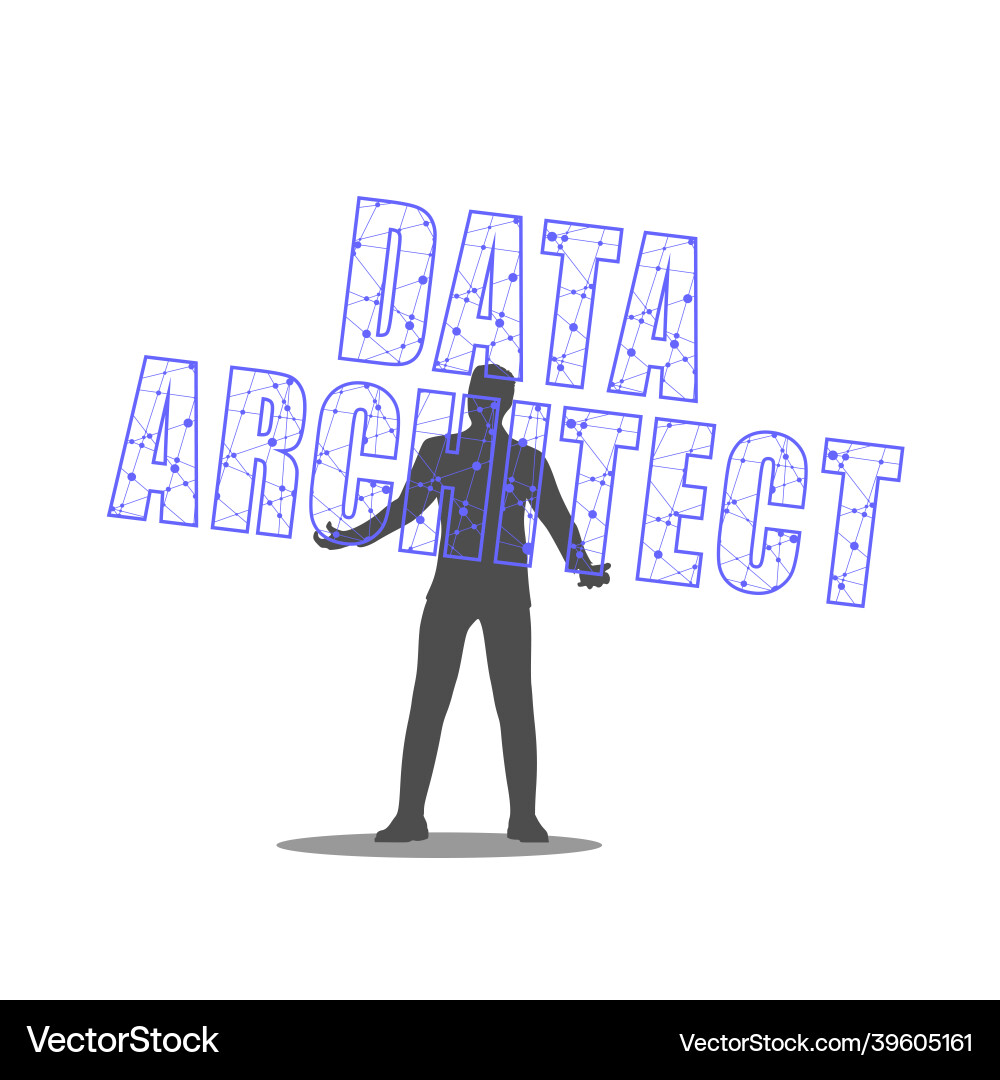 Man holding data architect text in his hands Man holding data architect text in his hands Vector Image
