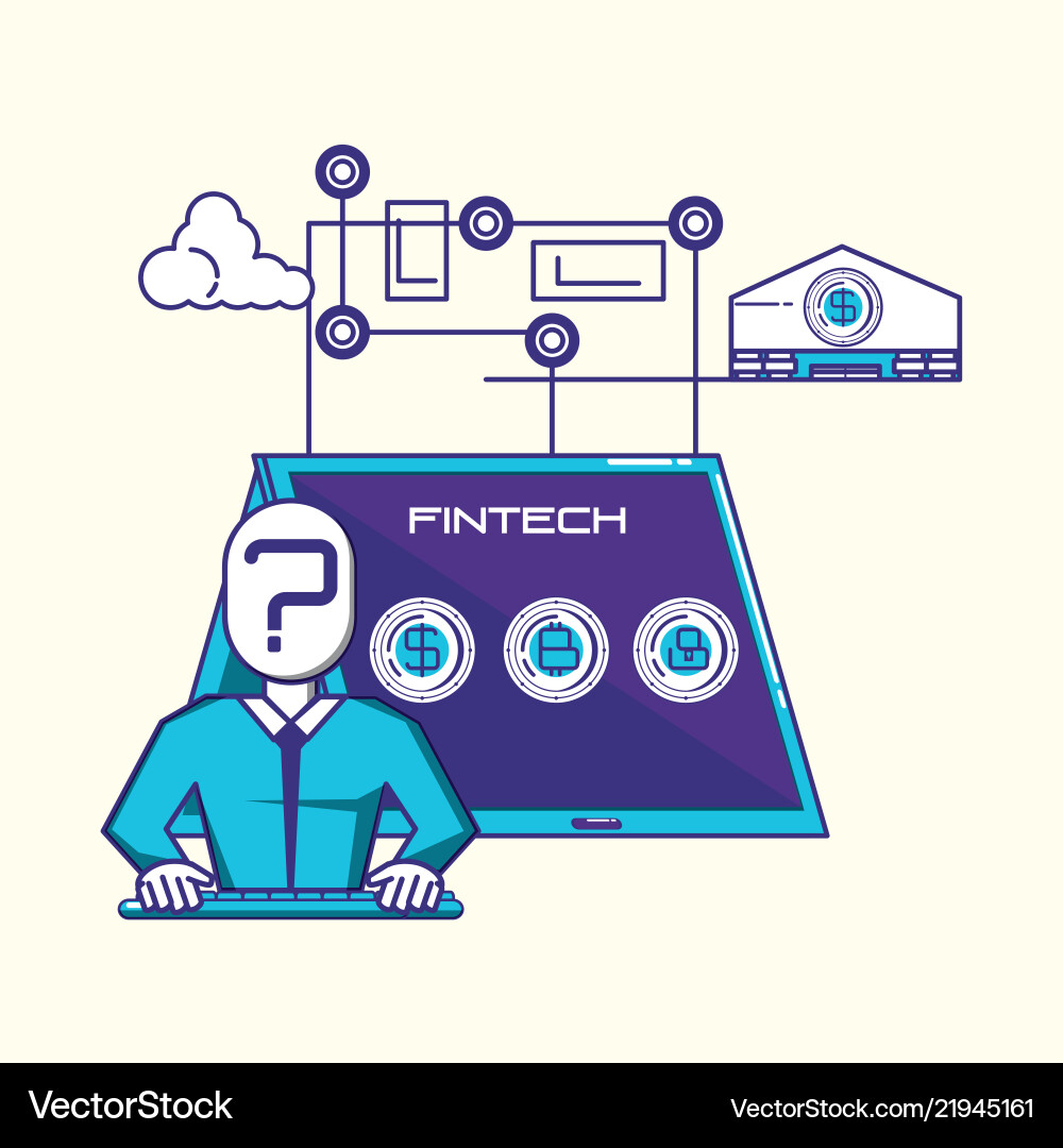 Man using keyboard fintech concept Vector Image