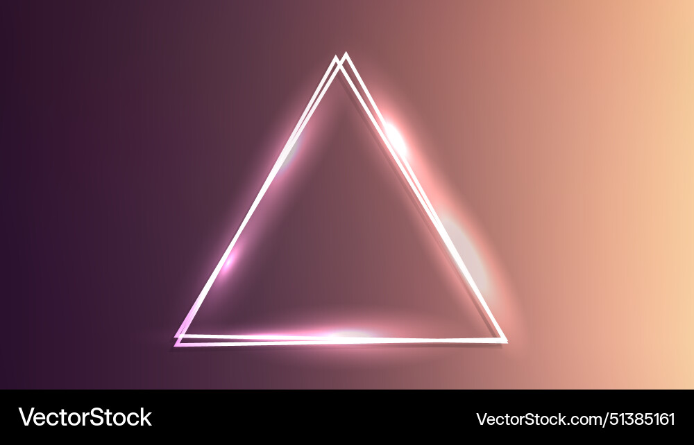 Neon double triangular frame with shining effects Neon double triangular frame with shining effects vector image