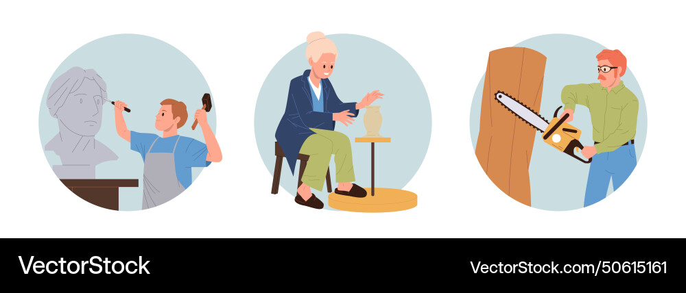 People potter ceramists sculptor and carpenter People potter ceramists sculptor and carpenter vector image