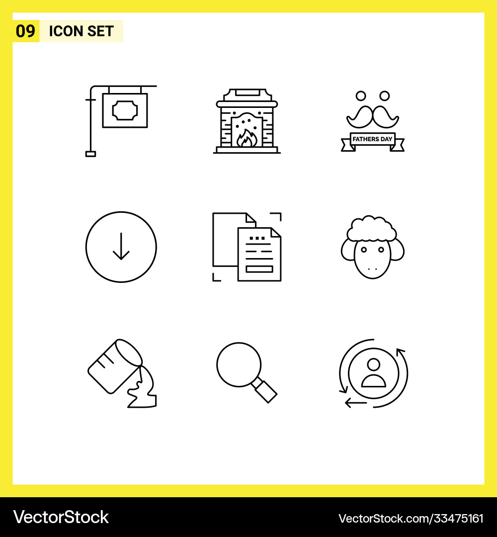 Set 9 outlines on grid for document copy Vector Image