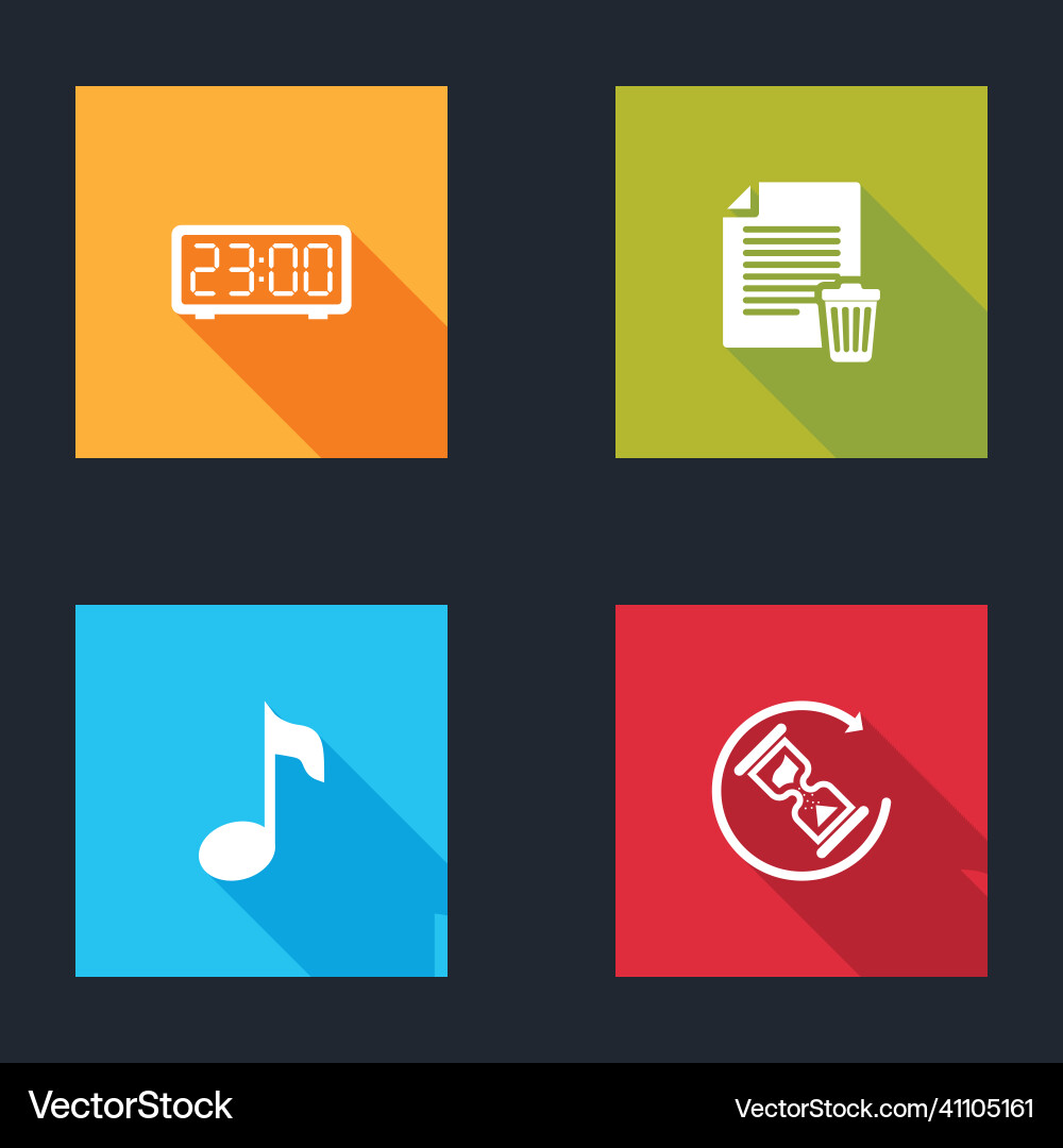 Set digital alarm clock delete file document vector image