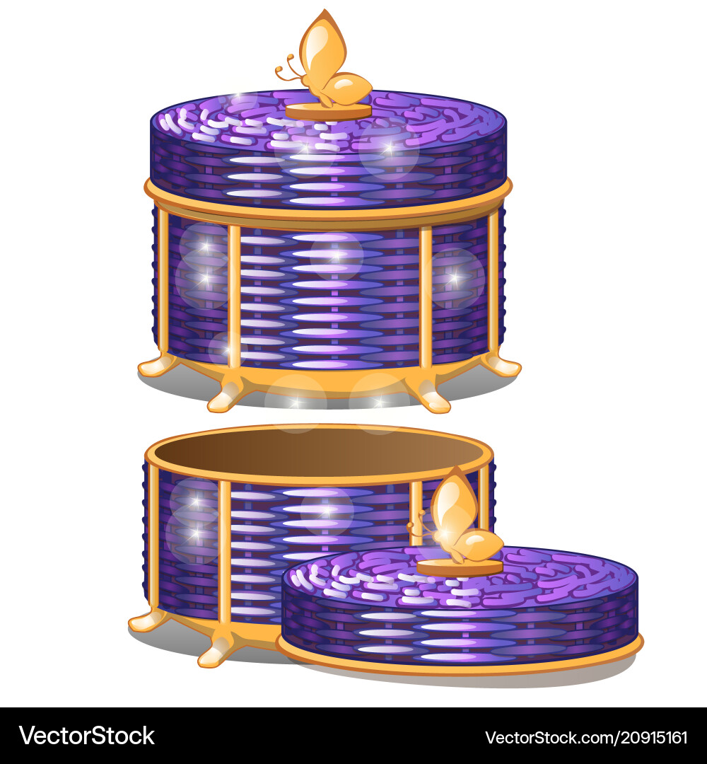 Set of round wicker baskets with lids Set of round wicker baskets with lids vector image