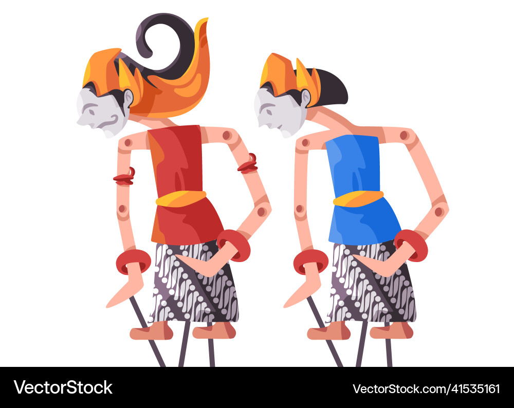 Wayang kulit traditional shadow puppet from java vector image