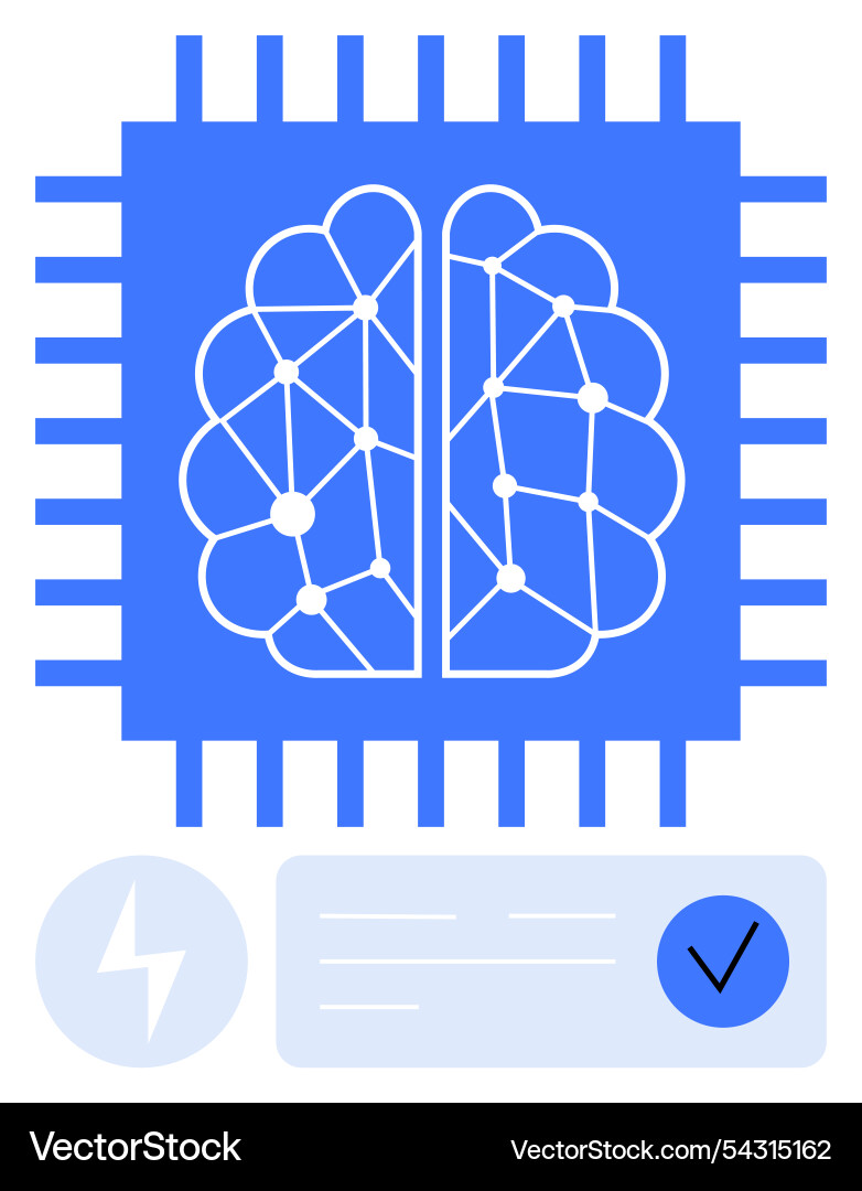 Artificial neural network inside microchip Artificial neural network inside microchip Vector Image
