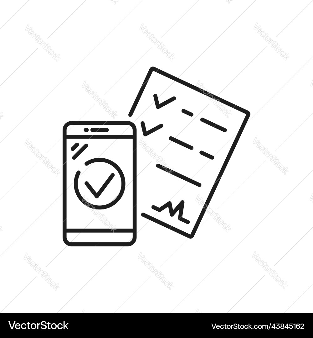 Checked document for car share service linear icon Vector Image
