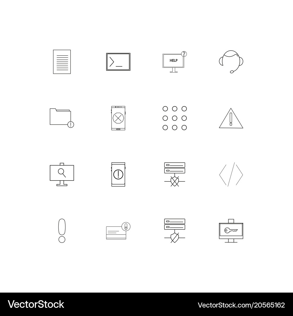 Cyber security simple linear icons set outlined vector image