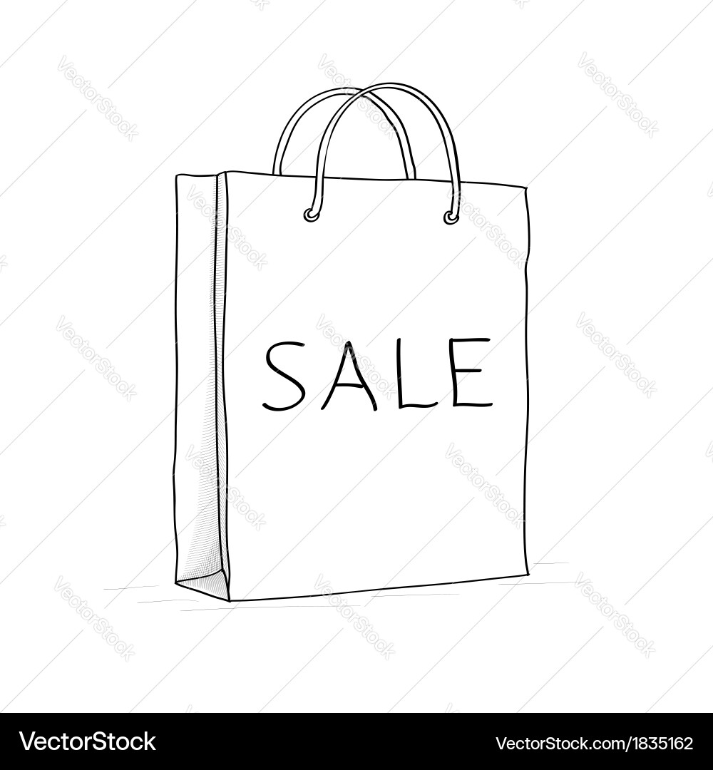 Doodle Sale Bag Icon Vector Image