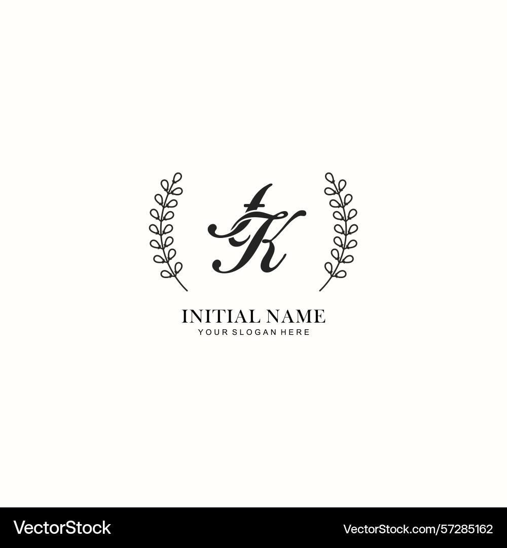 Fk initial logo templates with botanical elements Vector Image