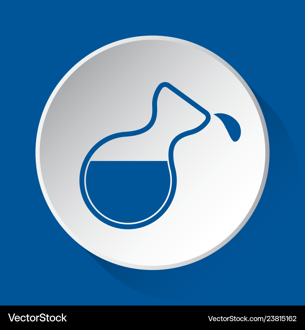 Flask with a drop blue icon on white button Flask with a drop blue icon on white button vector image